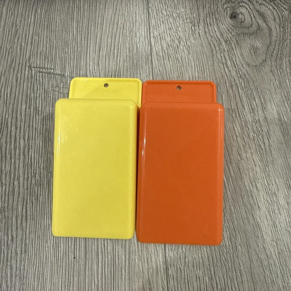 Vintage Tupperware Orange & Yellow Wedge Canister Scoop Flour 1452-5 & 1452-4